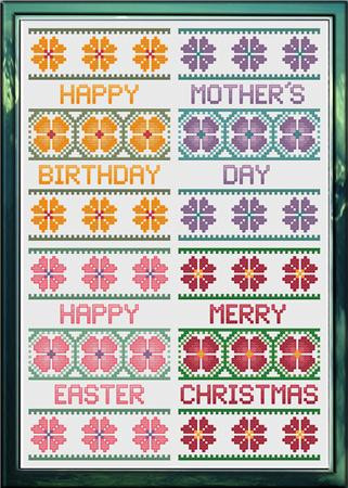 Floral Collection Cross Stitch Card Pattern / Crossstitchcards