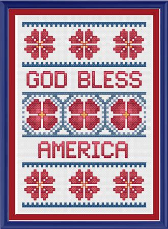 Floral Patriotic America Cross Stitch Card Pattern / Crossstitchcards
