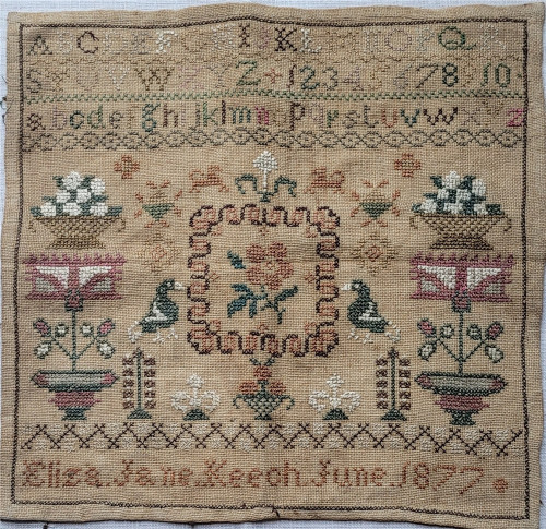Eliza Jane Keech, 1877, A Sampler Reproduction / Crowsfeetstitching