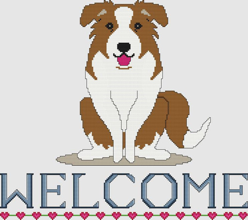 Border Collie - Welcome (Red) / Dogshoppe Designs