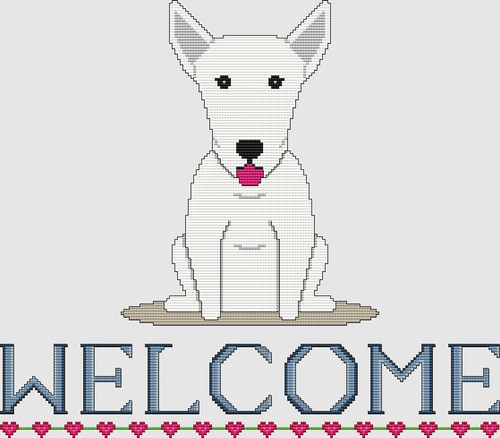 Bull Terrier - Welcome (White) / Dogshoppe Designs