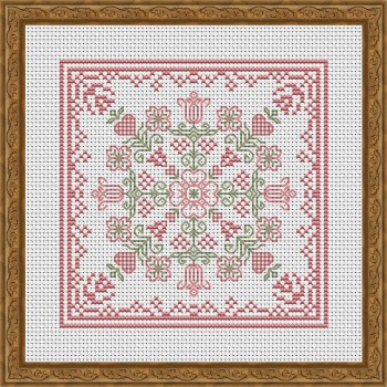 April Hearts Square With Dogwood And Tulips / Happiness Is Heartmade