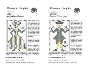 Lady Martha Washington & General George Washingtom / Homespun Samplar