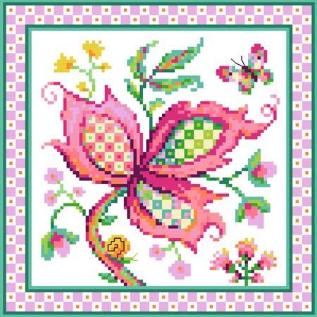 Jacobean Flower No. 4 Pink / Loxley Designs