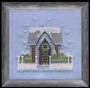 Little Snowy Gray Cottage - Snow Globe Village Series / Nora Corbett
