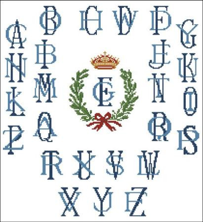 Alphabets: Antique Monogram Crown Emblem / Pinoystitch