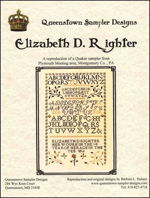 Elizabeth D. Righter 1816 / Queenstown Sampler Designs