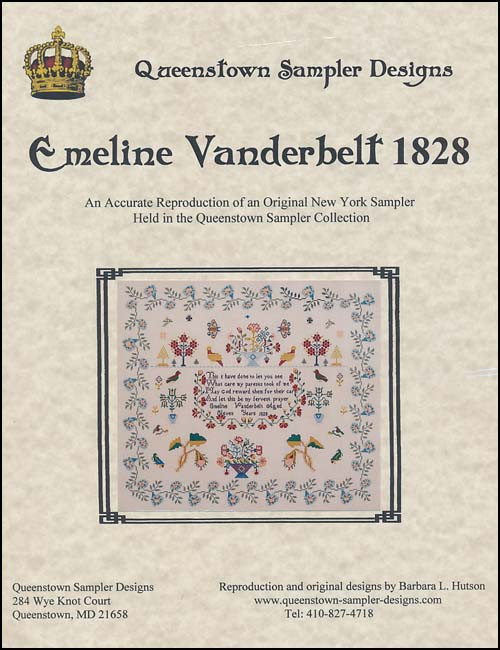 Emeline Vanderbelt 1828 / Queenstown Sampler Designs