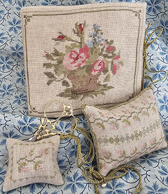 1830's Rose Basket Needlebook / Samplers Not Forgotten