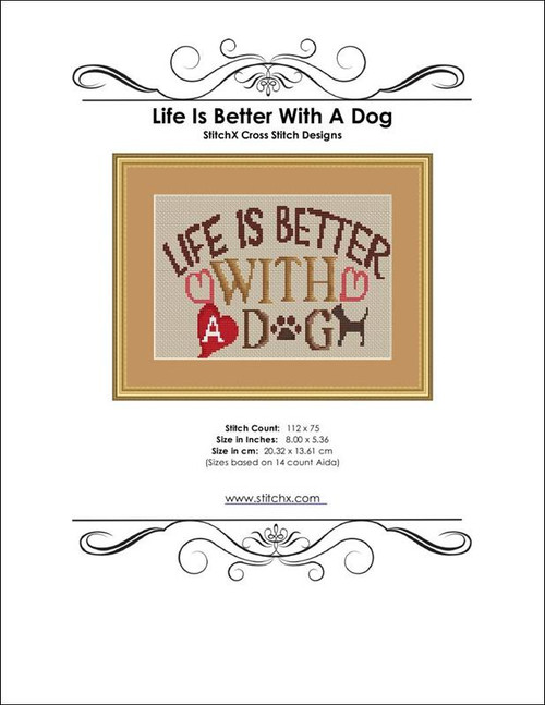 Live Is Better With A Dog Cross Stitch Pattern / Stitchx Craft Designs