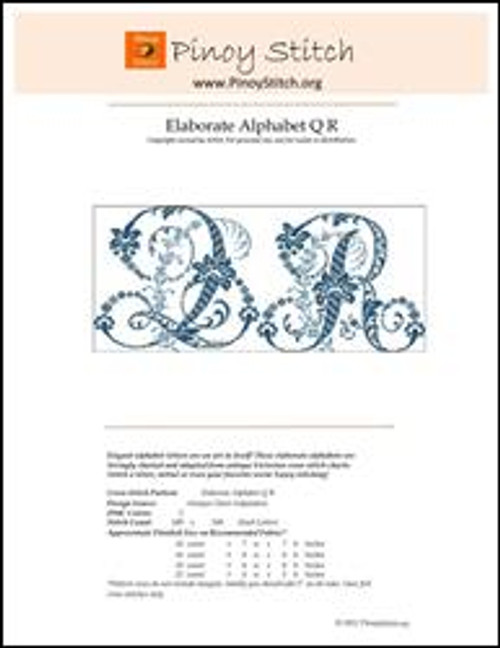Elaborate Alphabet Q R / Pinoystitch
