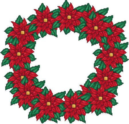 Poinsettia Wreath Cross Stitch Pattern / Stitchx Craft Designs