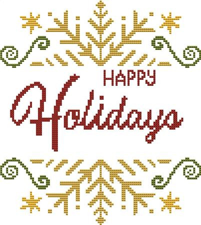 Happy Holidays Square Cross Stitch Pattern / Stitchx Craft Designs