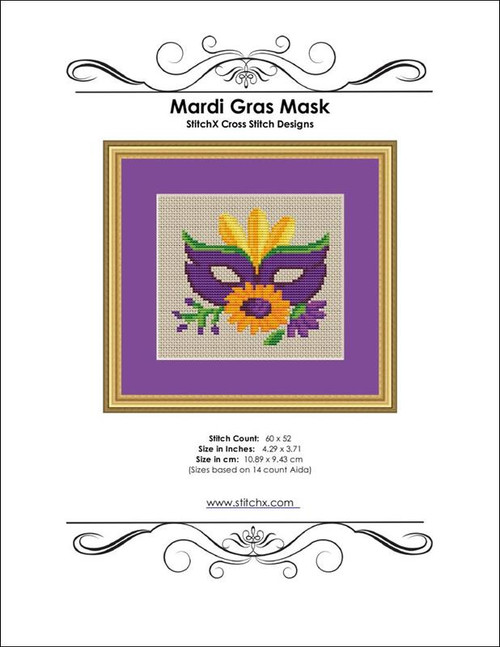 Mardi Gras Mask Cross Stitch Pattern / Stitchx Craft Designs