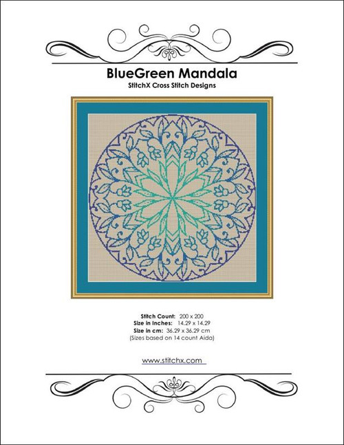 Blue Green Mandala Cross Stitch Pattern / Stitchx Craft Designs
