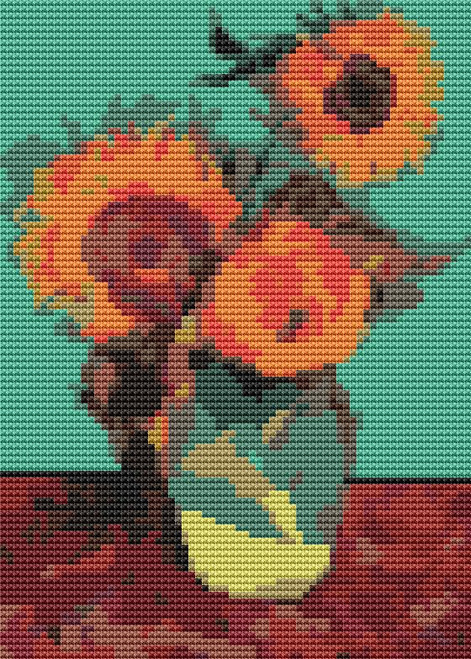 Vase With Three Sunflowers (Mini Chart) / The Art Of Stitch