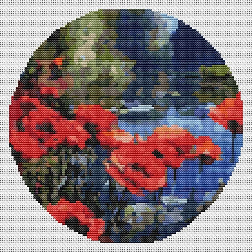 Poppies By The Pond (Circular Chart) / The Art Of Stitch