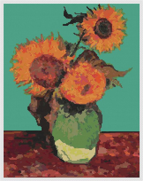 Vase With Three Sunflowers / The Art Of Stitch