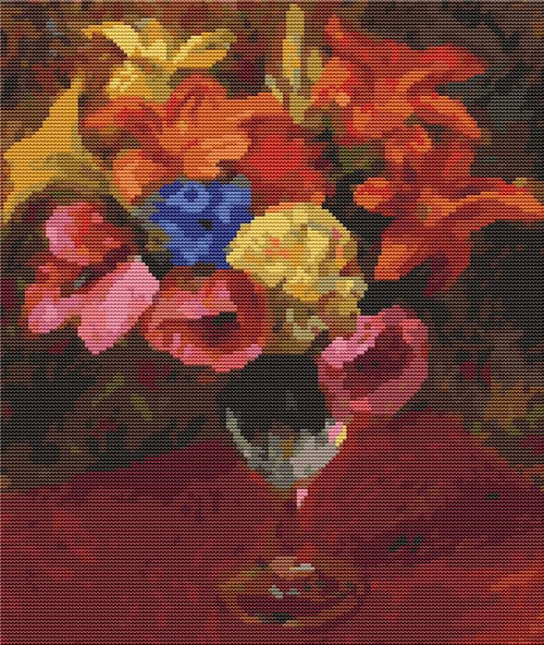 Poppies, Lilies And Blue Flowers / The Art Of Stitch