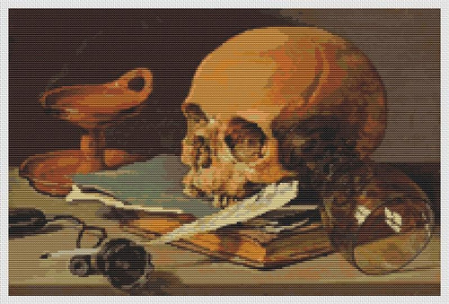Still Life With A Skull And A Writing Quill / The Art Of Stitch