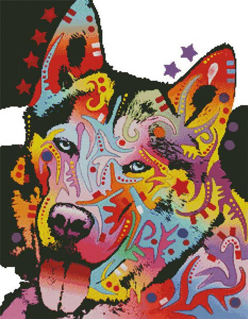 Abstract Siberian Husky - #14781 - Artl / The Proper Stitcher