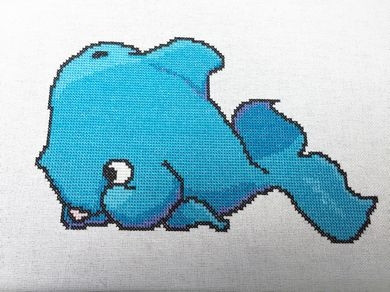 Cartoon Whale / White Willow Stitching