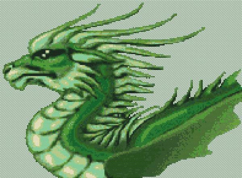 Crested Dragon / White Willow Stitching