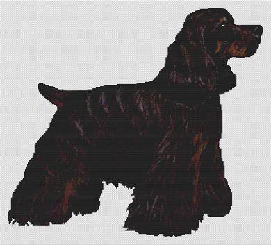 Black And Tan Cocker Spaniel / White Willow Stitching