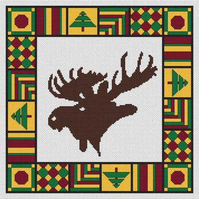 Country Quilt - Moose / White Willow Stitching