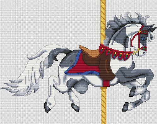 Grey Paint Carousel Horse / White Willow Stitching