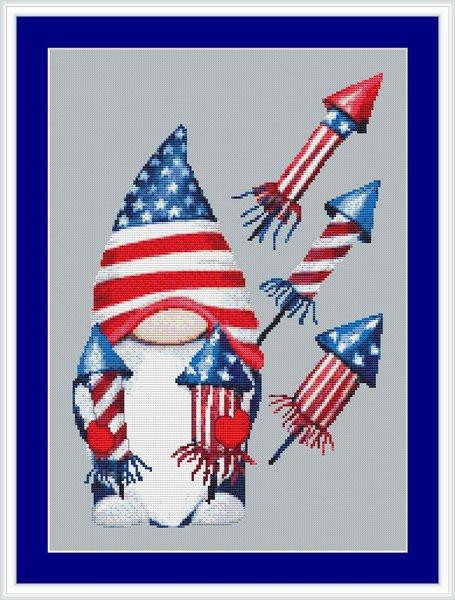 Independence Day Gnome / White Willow Stitching