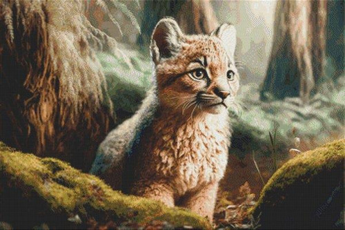 Mountain Lion Cub / White Willow Stitching