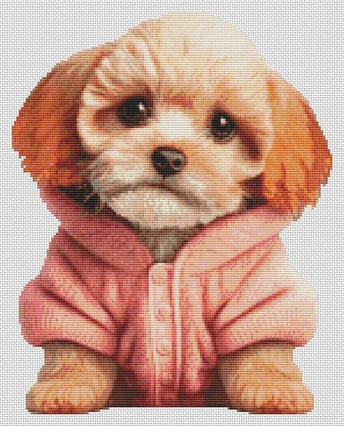 Apricot Poodle / White Willow Stitching