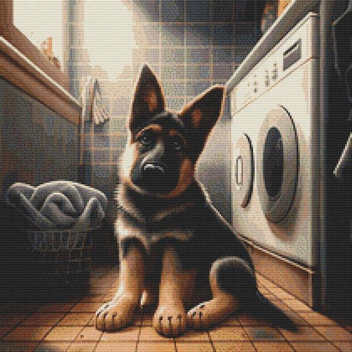 Helping? - German Shepherd / White Willow Stitching