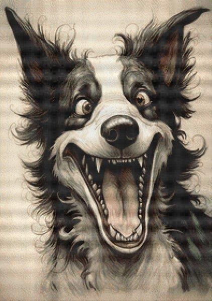 Crazy Border Collie / White Willow Stitching
