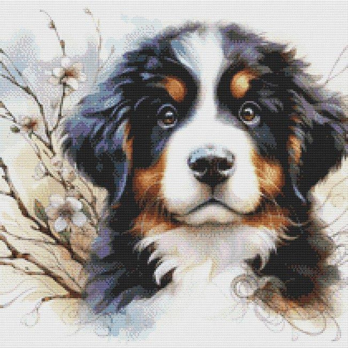 Bernese Mountain Dog Puppy / White Willow Stitching