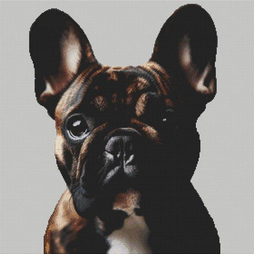 Brindle French Bulldog 2 / White Willow Stitching
