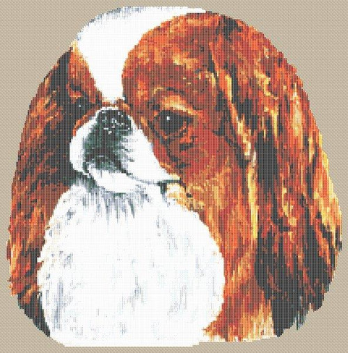 Japanese Chin - Sable And White / White Willow Stitching