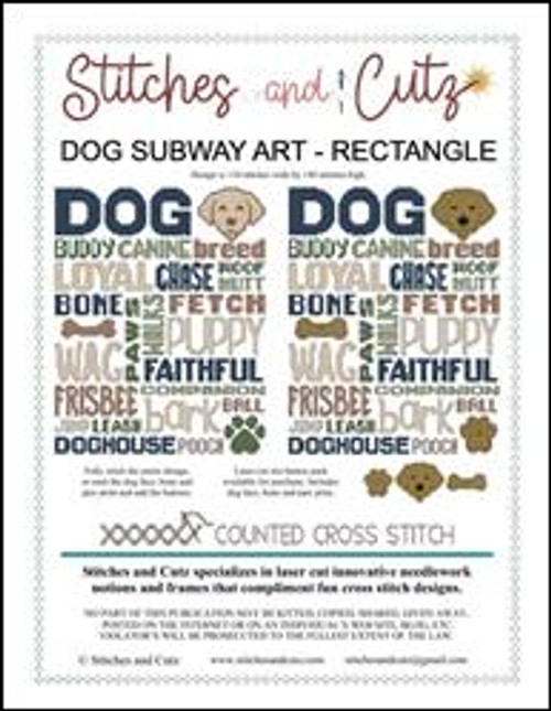 Dog Subway Art - Rectangle Version / Stitches And Cutz