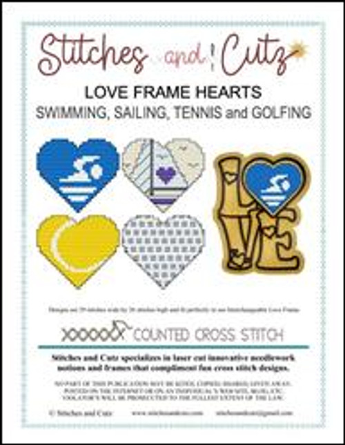 Love Frame Hearts - Swimming Sailing Tennis Golfing / Stitches And Cutz