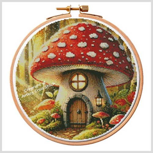 Autumn Toadstool House Hoop / Artecy Cross Stitch