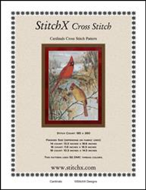 Cardinals Red Bird Cross Stitch / Stitchx Craft Designs