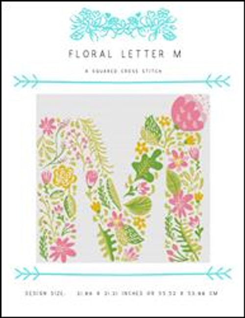 Floral Letter M / X Squared Cross Stitch