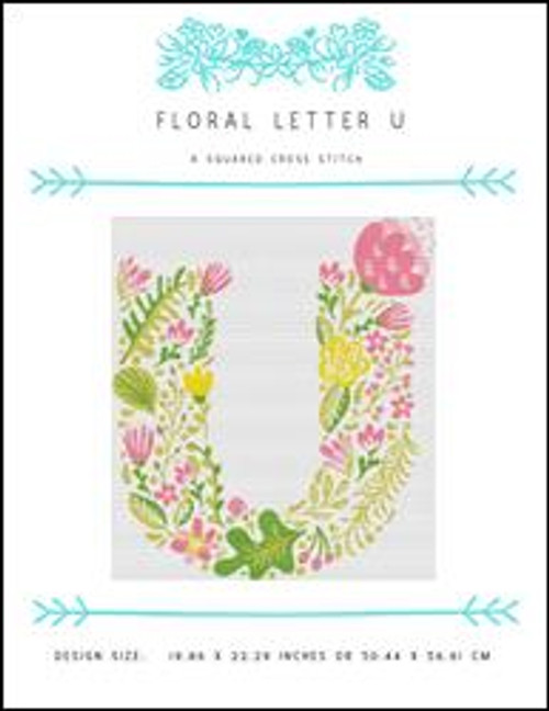 Floral Letter U / X Squared Cross Stitch
