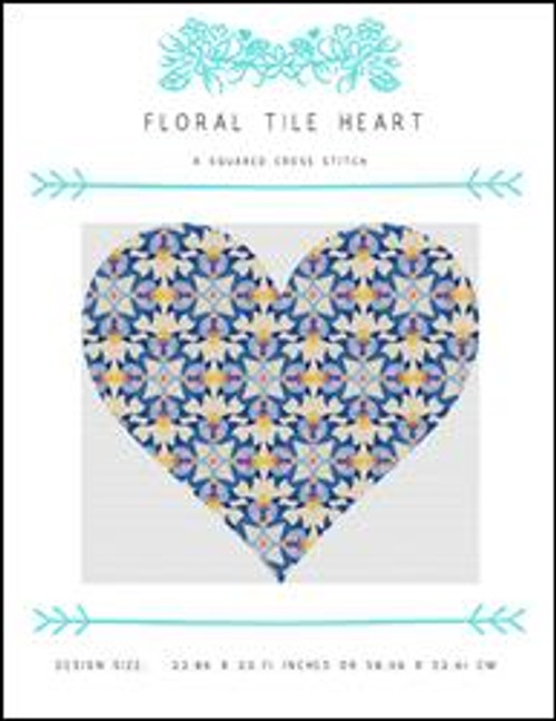 Floral Tile Heart / X Squared Cross Stitch