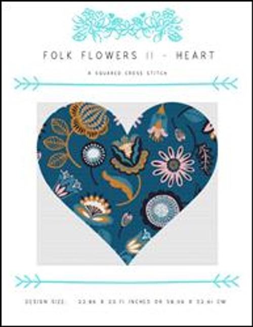 Folk Flowers Ii - Heart / X Squared Cross Stitch