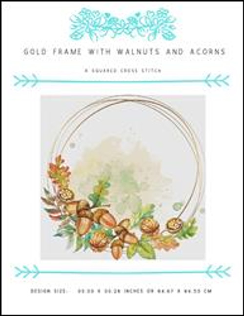 Gold Frame With Walnuts And Acorns / X Squared Cross Stitch