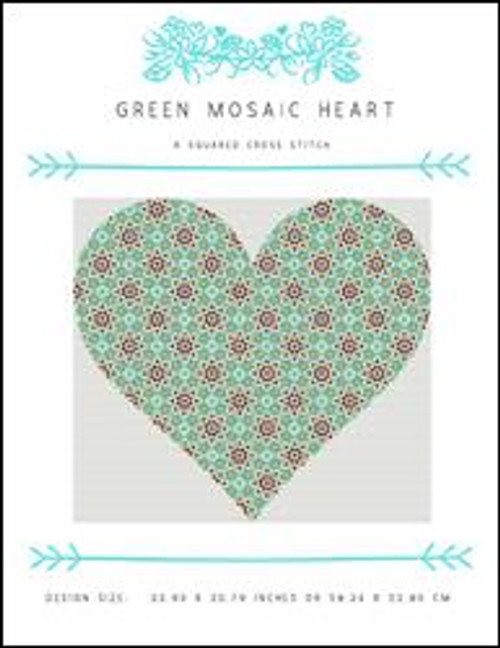 Green Mosaic Heart / X Squared Cross Stitch
