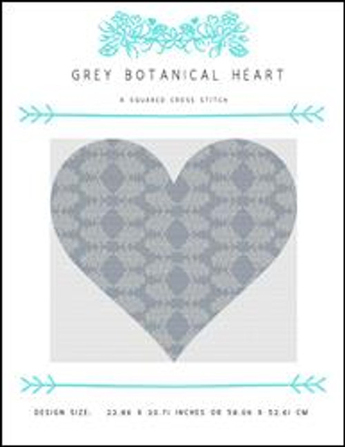 Grey Botanical Heart / X Squared Cross Stitch