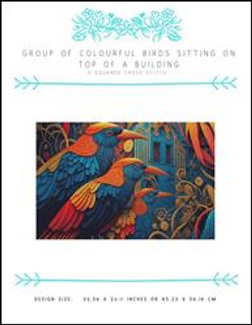 Group Of Colourful Birds Sitting On Top Of A Building / X Squared Cross Stitch